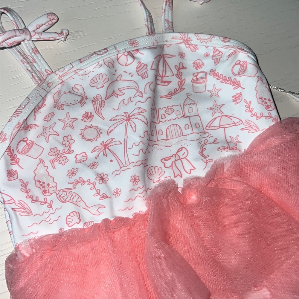 Rufflebutts By the Seaside Tulle Swimsuit 18-24 months 2T 3T 5 6 7 8 - Picture 5 of 5